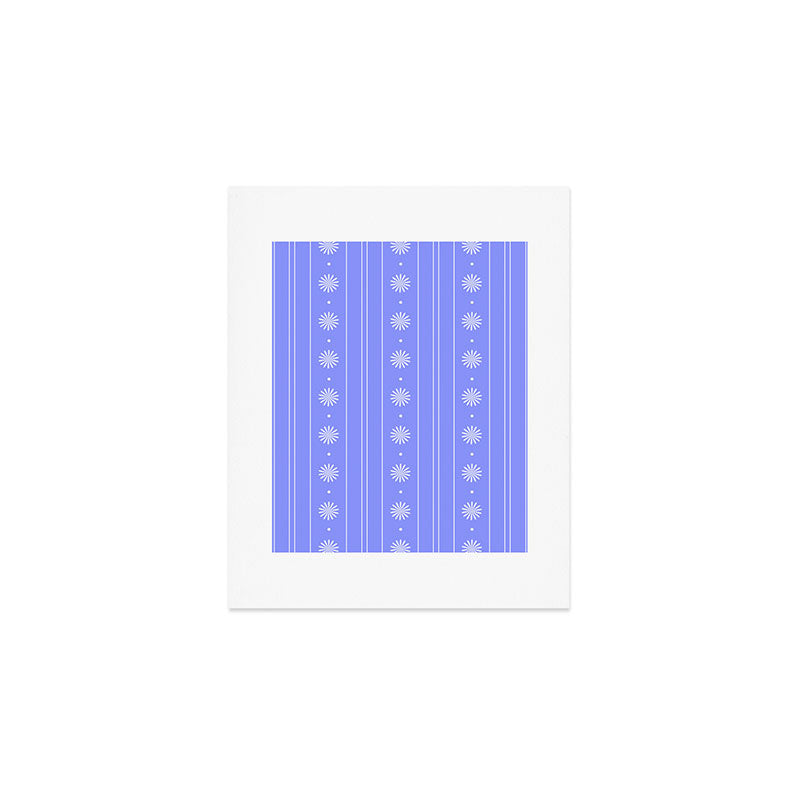 Daisy Stripes Cozy Cottage Pattern in Periwinkle Purple Art Print Gallery Image 1