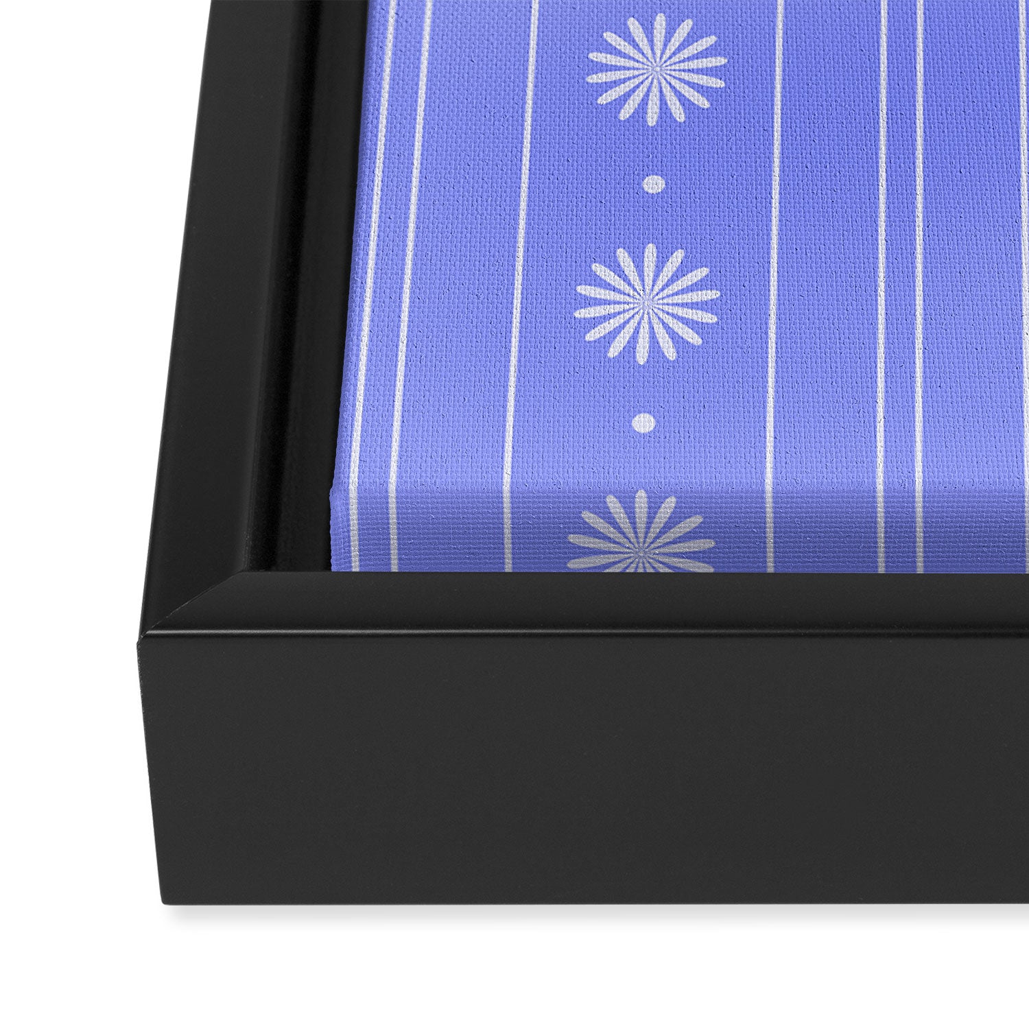Daisy Stripes Cozy Cottage Pattern in Periwinkle Purple Framed Canvas Print Gallery Image 3