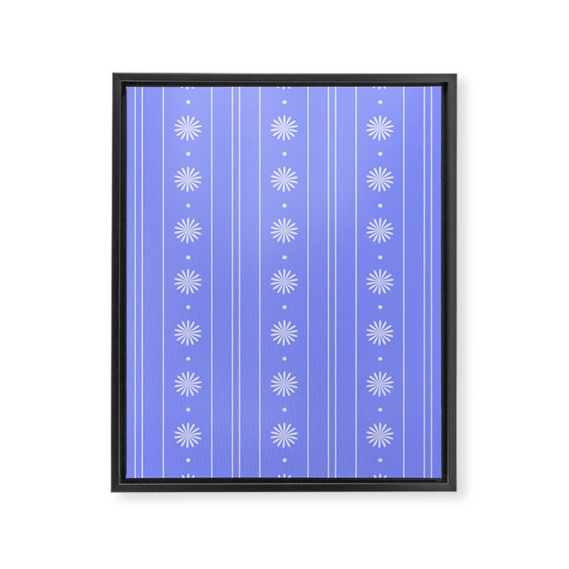 Daisy Stripes Cozy Cottage Pattern in Periwinkle Purple Framed Canvas Print Gallery Image 8