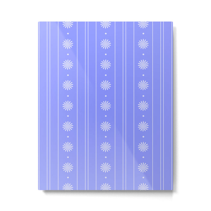 Daisy Stripes Cozy Cottage Pattern in Periwinkle Purple Metal Print Gallery Image 1