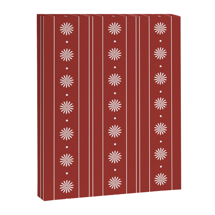 Daisy Stripes Dark Red and White Pattern Canvas Print Gallery Image 1