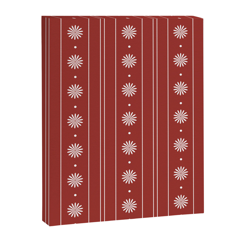 Daisy Stripes Dark Red and White Pattern Canvas Print Gallery Image 8