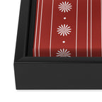 Daisy Stripes Dark Red and White Pattern Framed Canvas Print Gallery Image 3