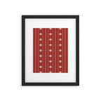 Daisy Stripes Dark Red and White Pattern Framed Art Print Gallery Image 6