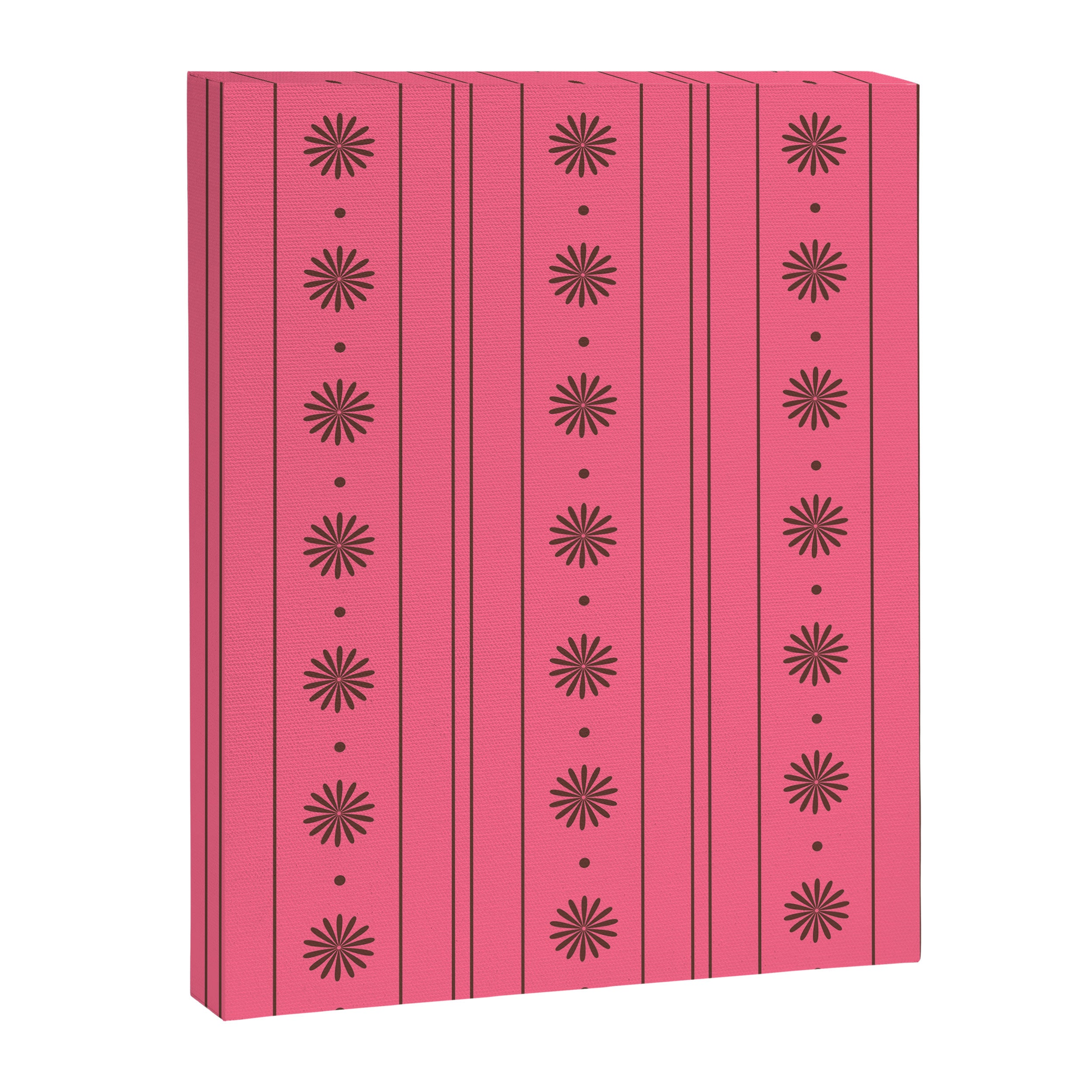 Daisy Stripes Eclectic Cottage Pattern Pink and Brown Canvas Print Gallery Image 8