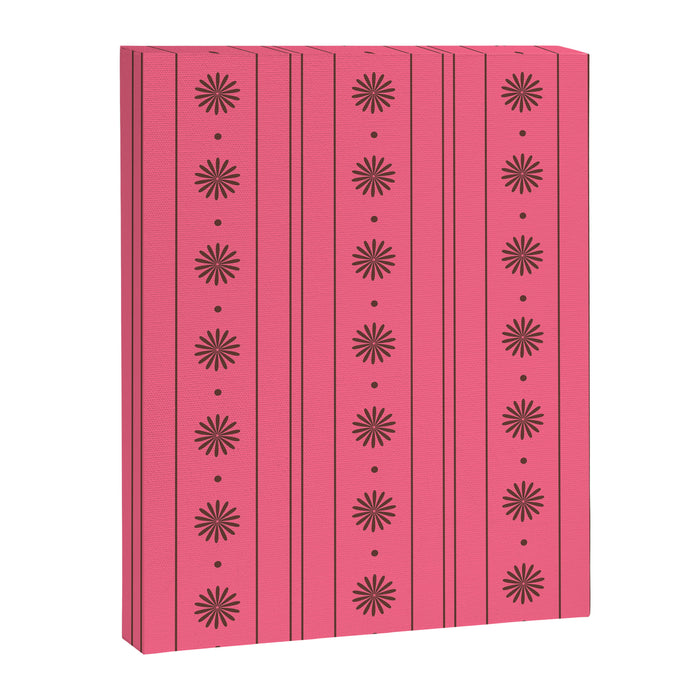 Daisy Stripes Eclectic Cottage Pattern Pink and Brown Canvas Print Gallery Image 1