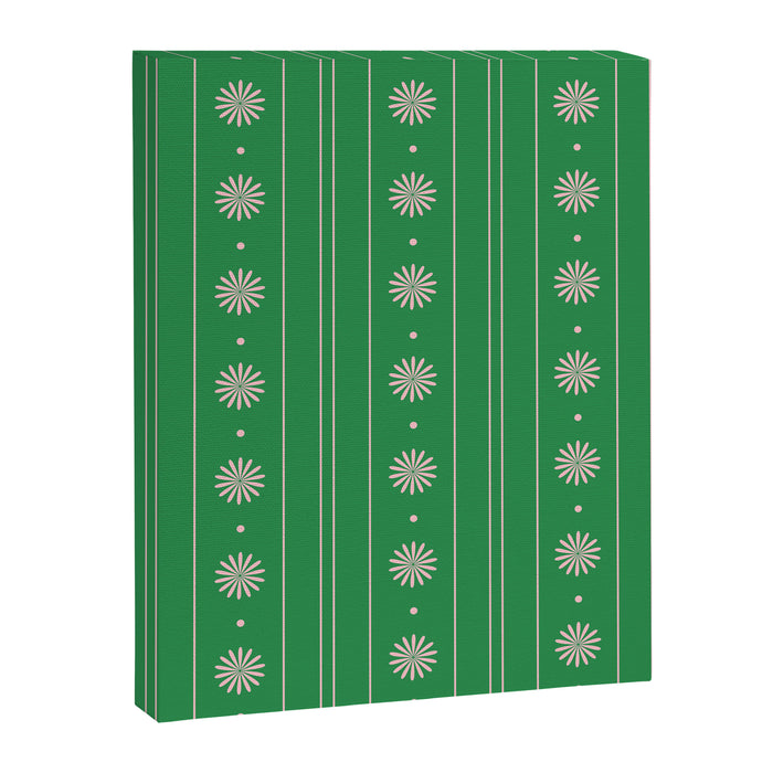Daisy Stripes Green and Pink Pattern Canvas Print Gallery Image 1
