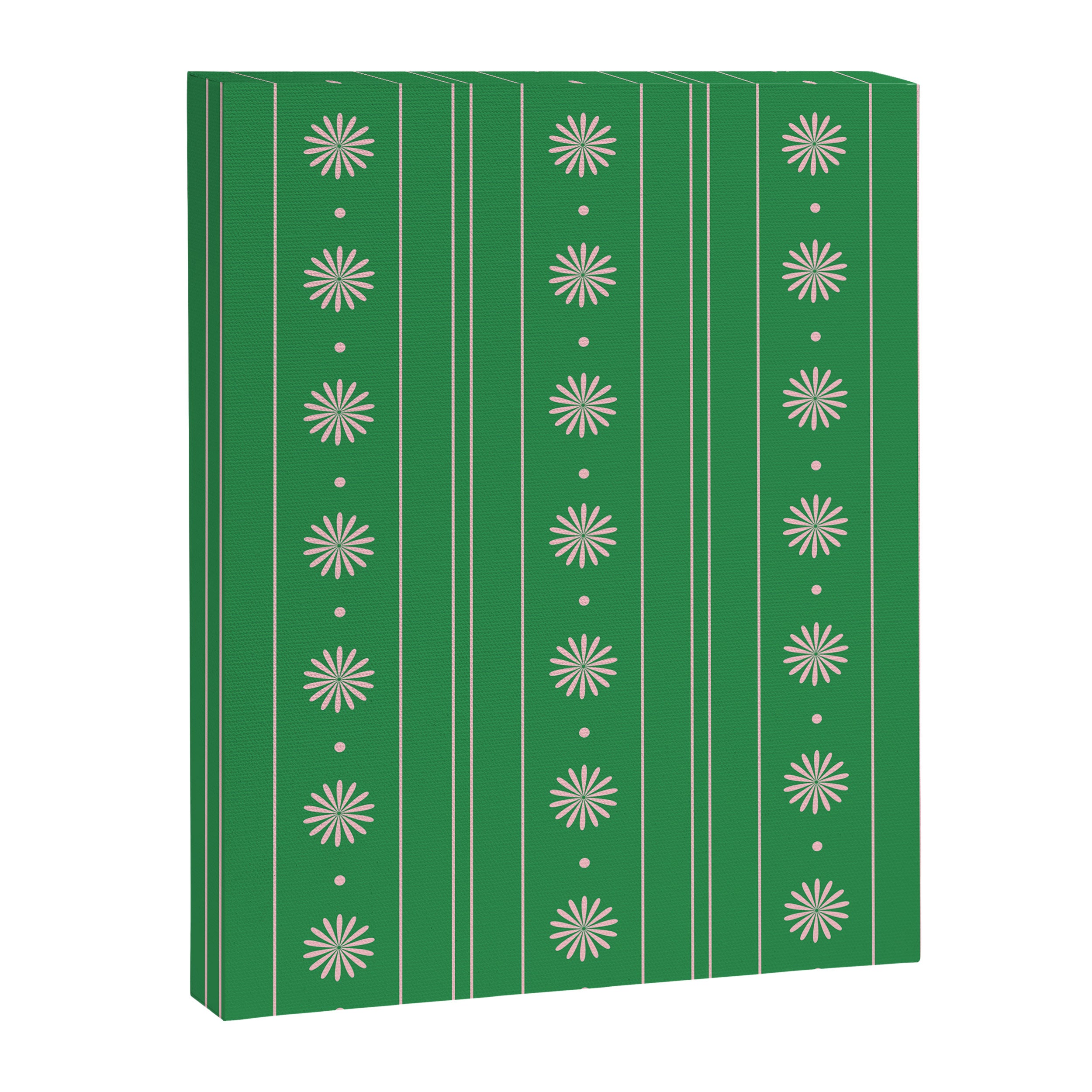 Daisy Stripes Green and Pink Pattern Canvas Print Gallery Image 8