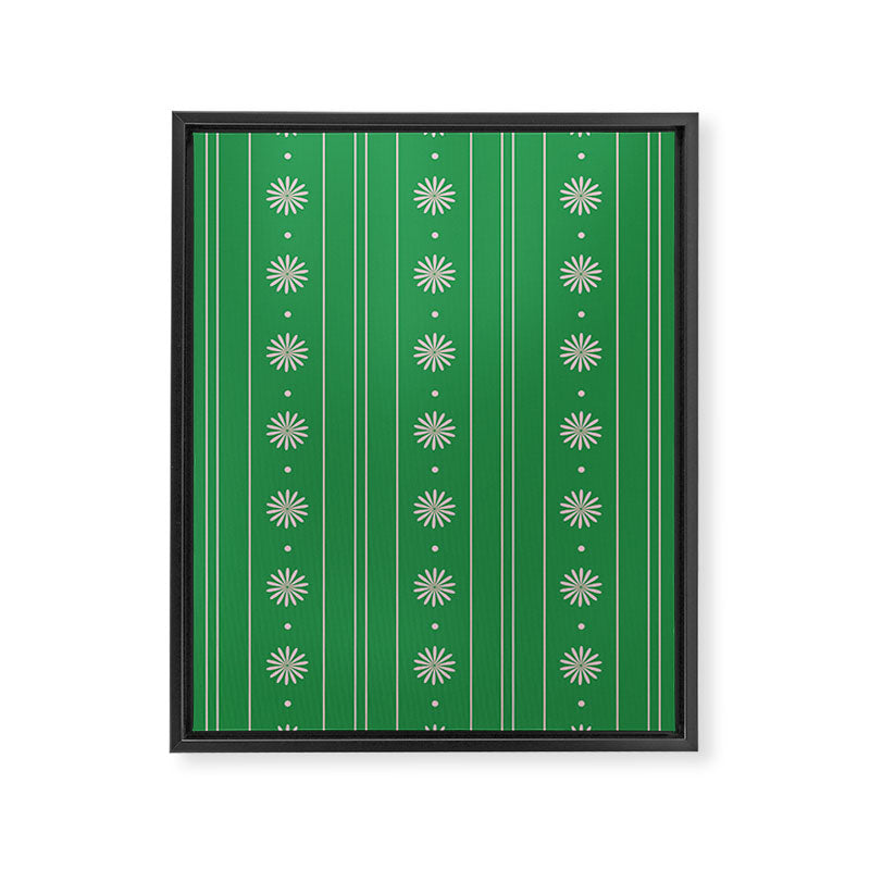 Daisy Stripes Green and Pink Pattern Framed Canvas Print Gallery Image 8