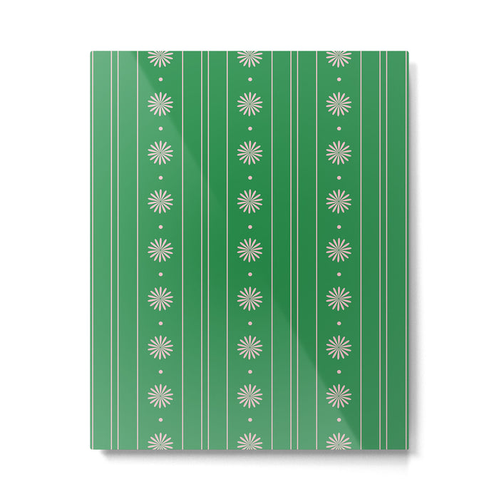 Daisy Stripes Green and Pink Pattern Metal Print Gallery Image 1