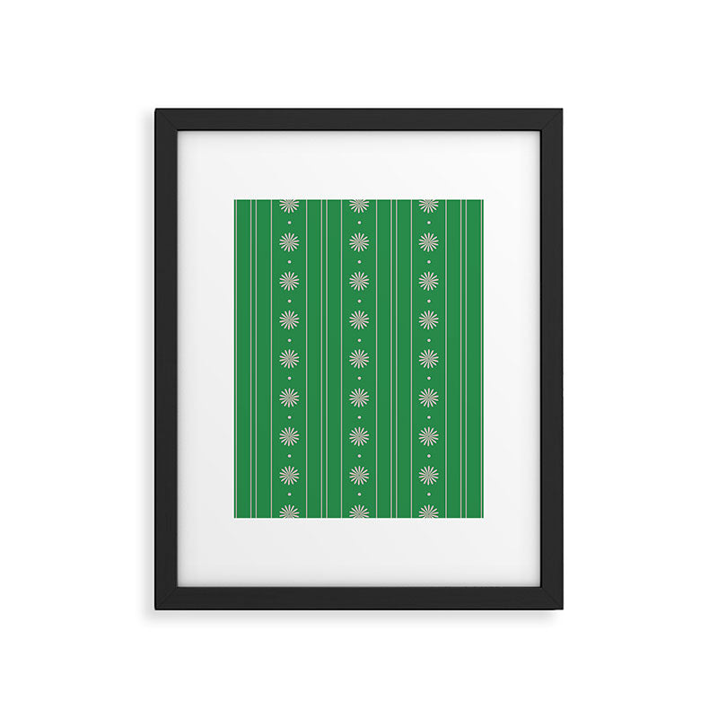 Daisy Stripes Green and Pink Pattern Framed Art Print Gallery Image 6