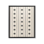 Daisy Stripes Minimalist Geometric Flowers and Stripes Pattern in Black and Almond Cream Framed Canvas Print Gallery Image 8