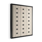 Daisy Stripes Minimalist Geometric Flowers and Stripes Pattern in Black and Almond Cream Framed Canvas Print Gallery Image 2