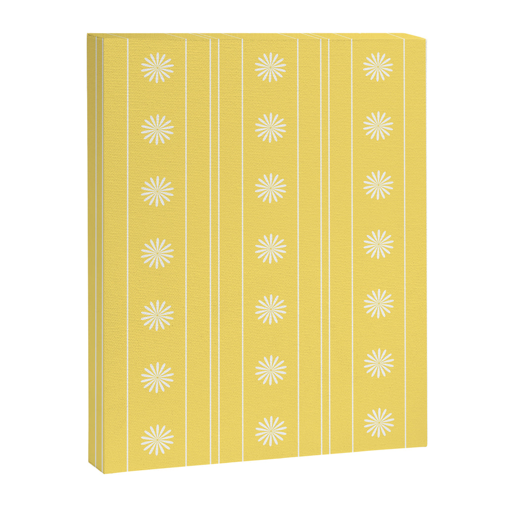 Daisy Stripes Pattern in Butter Yellow and White Canvas Print Gallery Image 8
