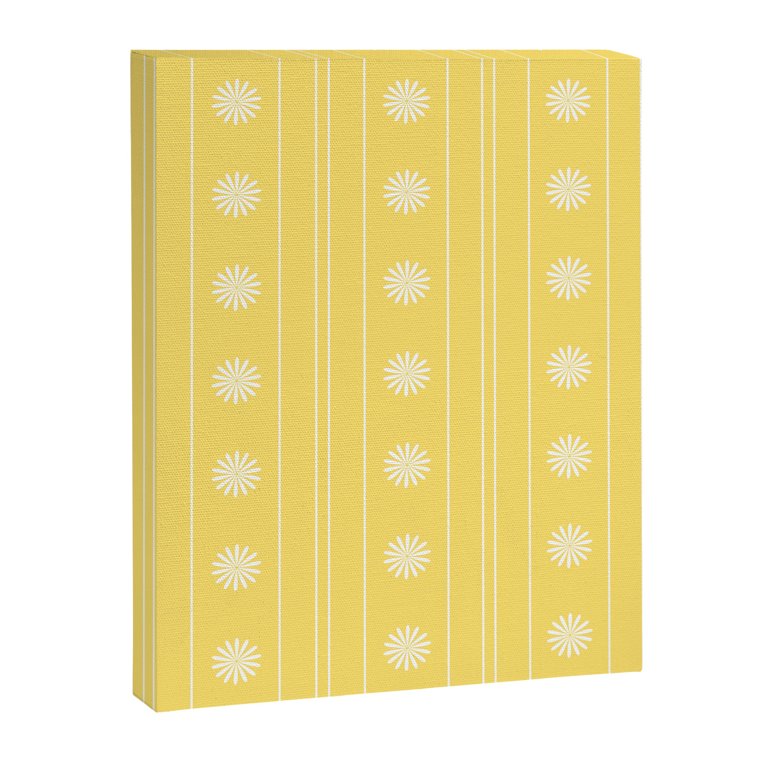 Daisy Stripes Pattern in Butter Yellow and White Canvas Print Gallery Image 8