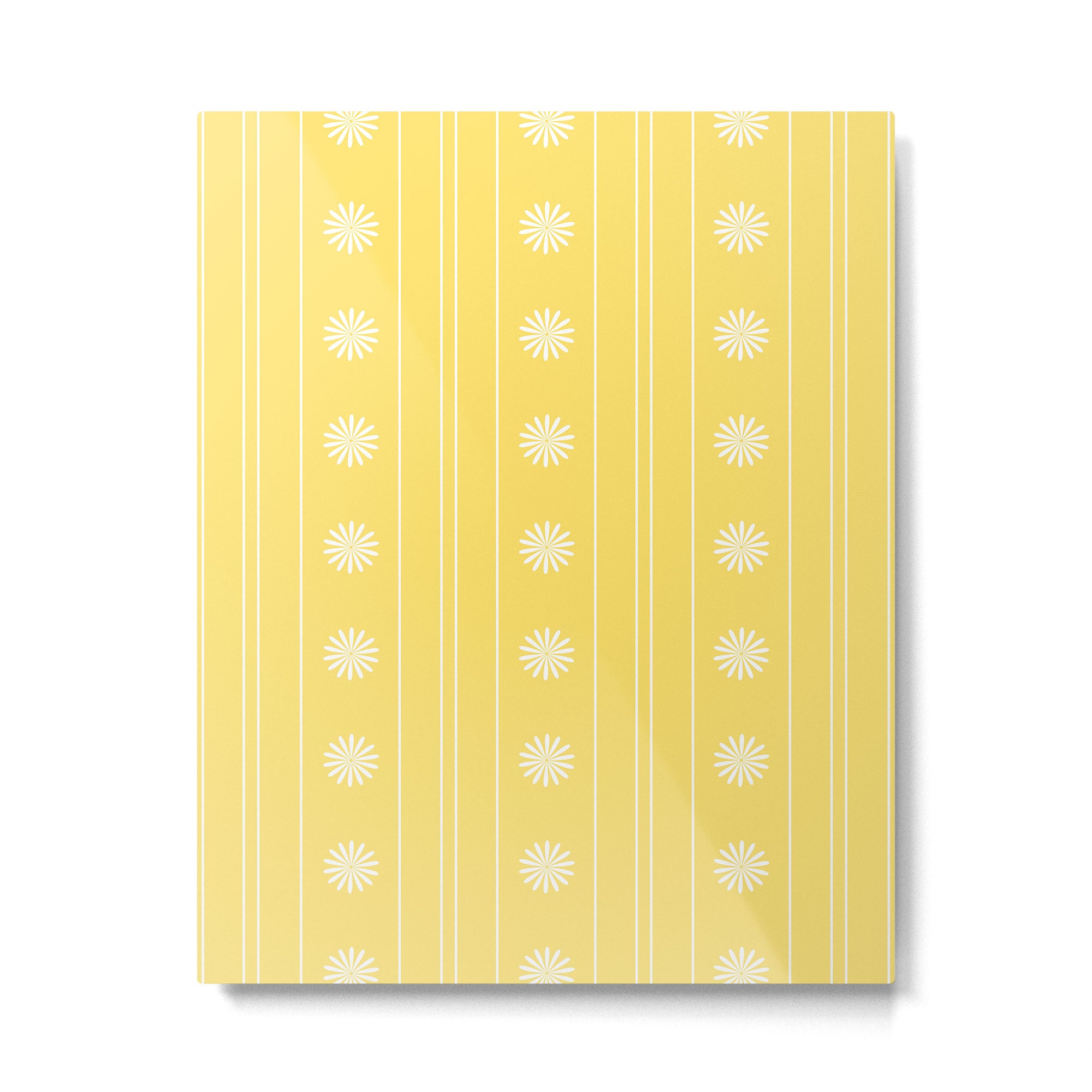 Daisy Stripes Pattern in Butter Yellow and White Metal Print Gallery Image 6