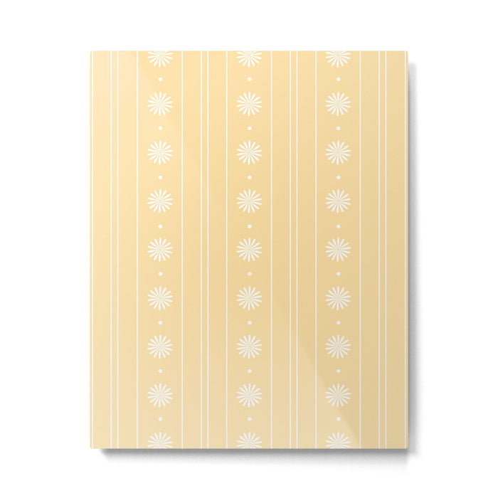 Daisy Stripes Pattern in Buttercream Yellow and White Metal Print Gallery Image 1