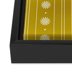 Daisy Stripes Pattern in Chartreuse Olive Yellow and White Framed Canvas Print Gallery Image 3