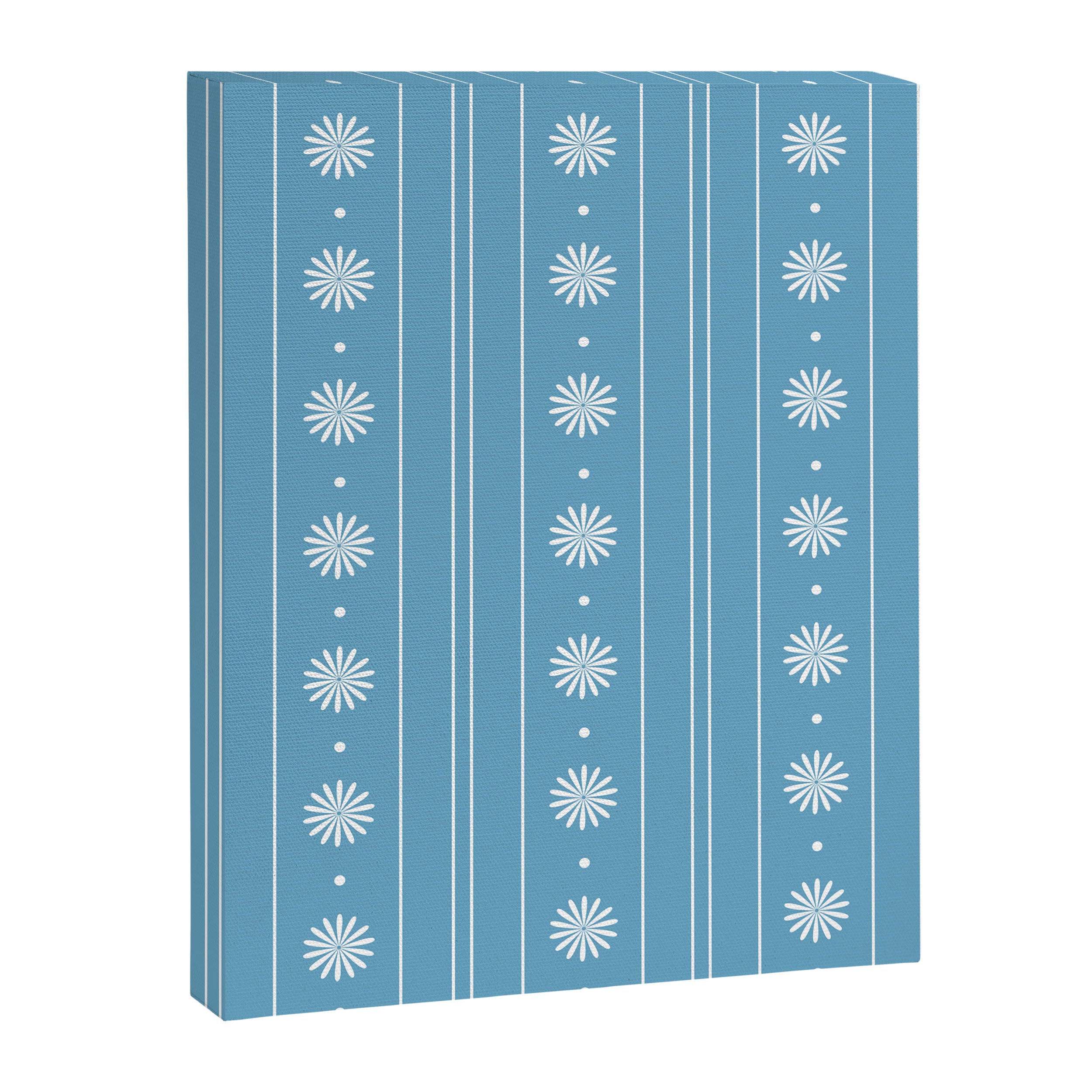 Daisy Stripes Pattern in Light Blue and White Canvas Print Gallery Image 8