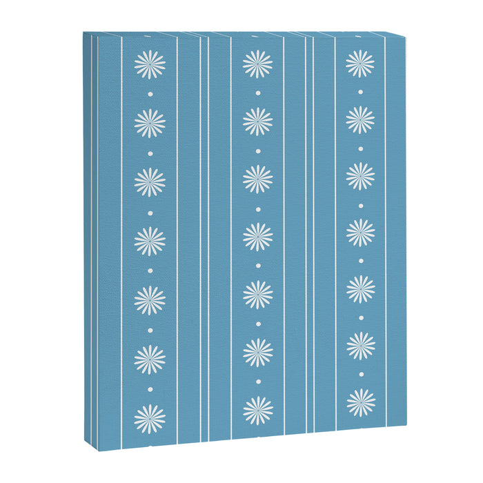 Daisy Stripes Pattern in Light Blue and White Canvas Print Gallery Image 1