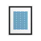 Daisy Stripes Pattern in Light Blue and White Framed Art Print Gallery Image 6
