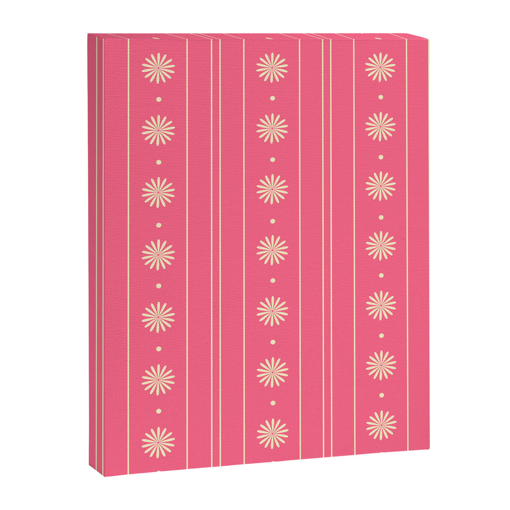 Daisy Stripes Pattern in Pink and Cream Canvas Print Gallery Image 8