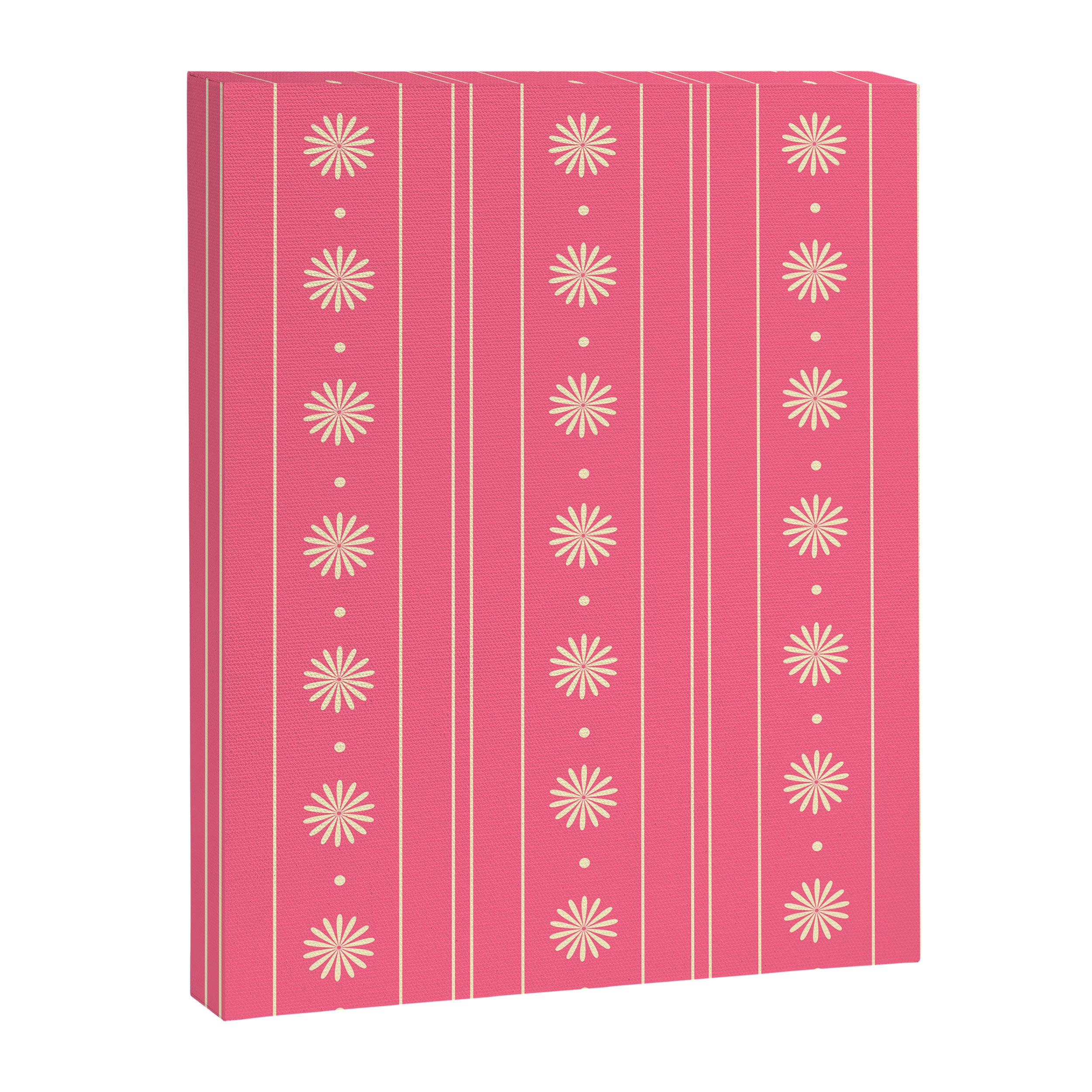 Daisy Stripes Pattern in Pink and Cream Canvas Print Gallery Image 8
