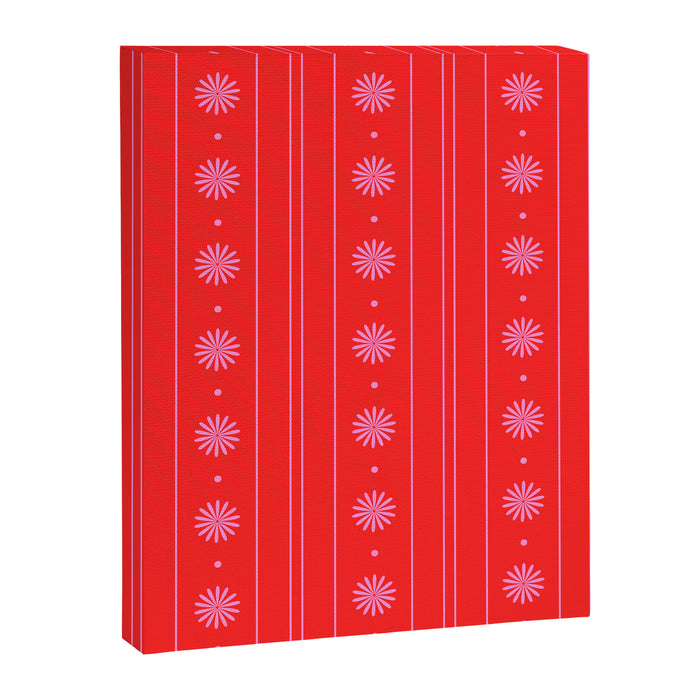 Daisy Stripes Pattern in Preppy Pink and Red Canvas Print Gallery Image 1