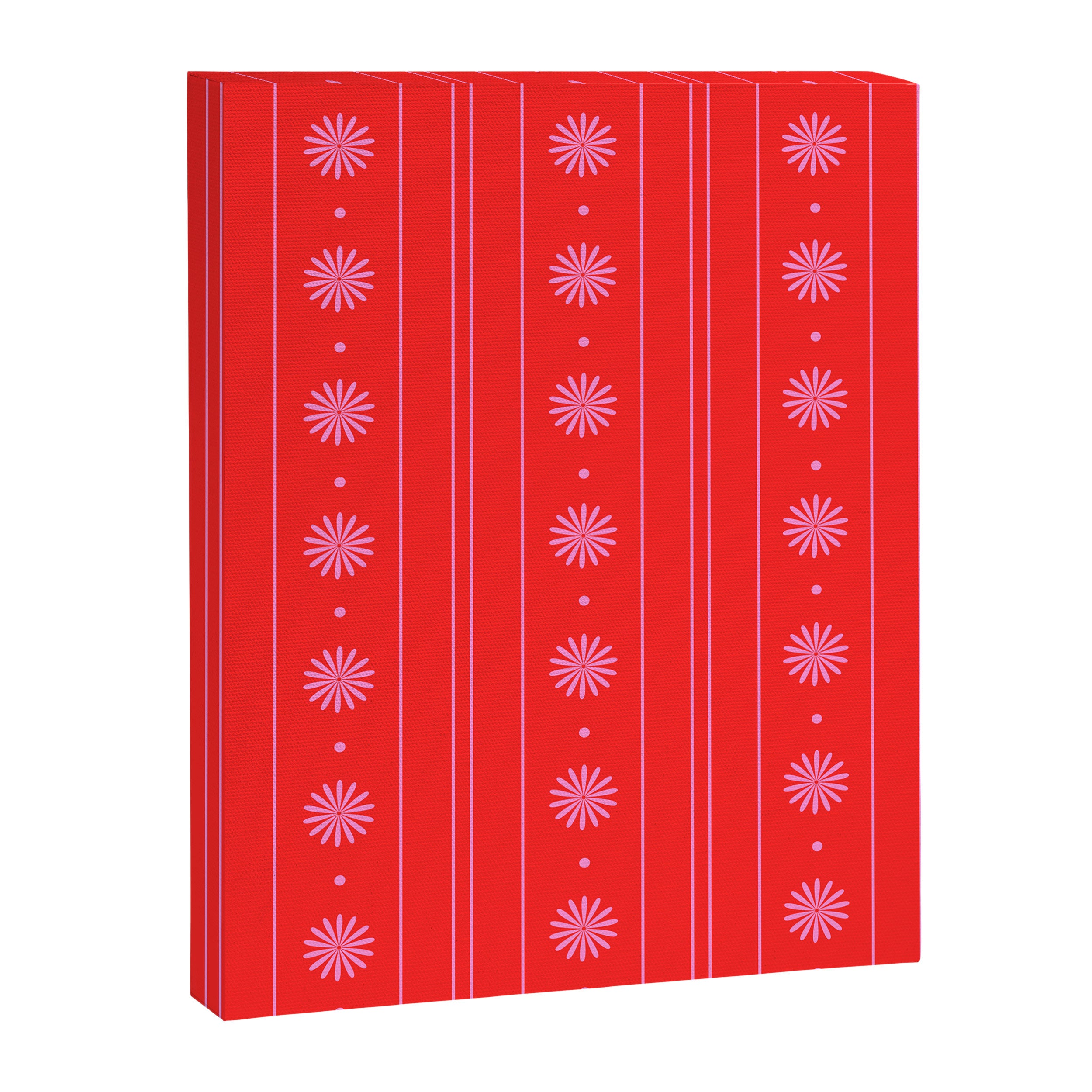 Daisy Stripes Pattern in Preppy Pink and Red Canvas Print Gallery Image 8