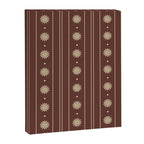Daisy Stripes Vintage Contemporary Pattern in Brown and Cream Canvas Print Gallery Image 8