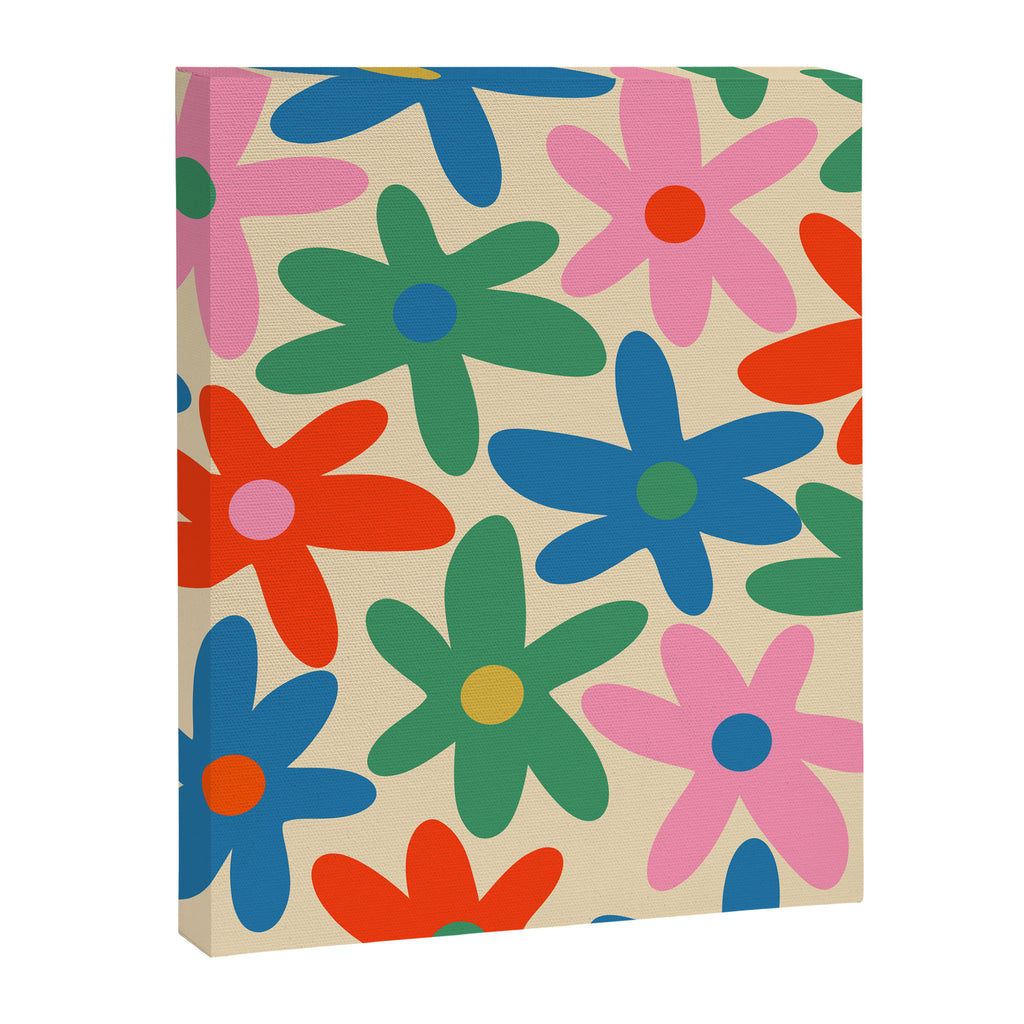 Daisy Time Colorful Retro Floral Pattern Canvas Print Gallery Image 8