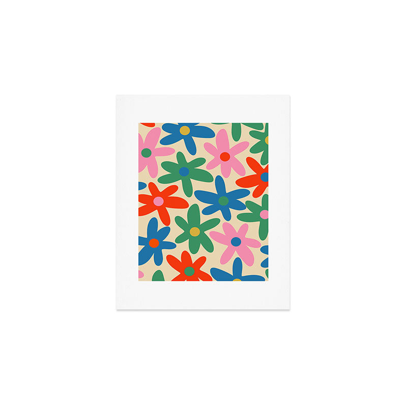 Daisy Time Colorful Retro Floral Pattern Art Print Gallery Image 1