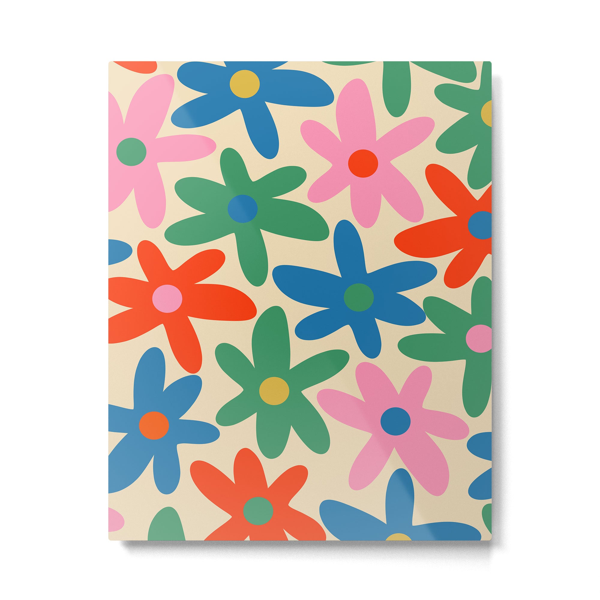 Daisy Time Colorful Retro Floral Pattern Metal Print Gallery Image 6