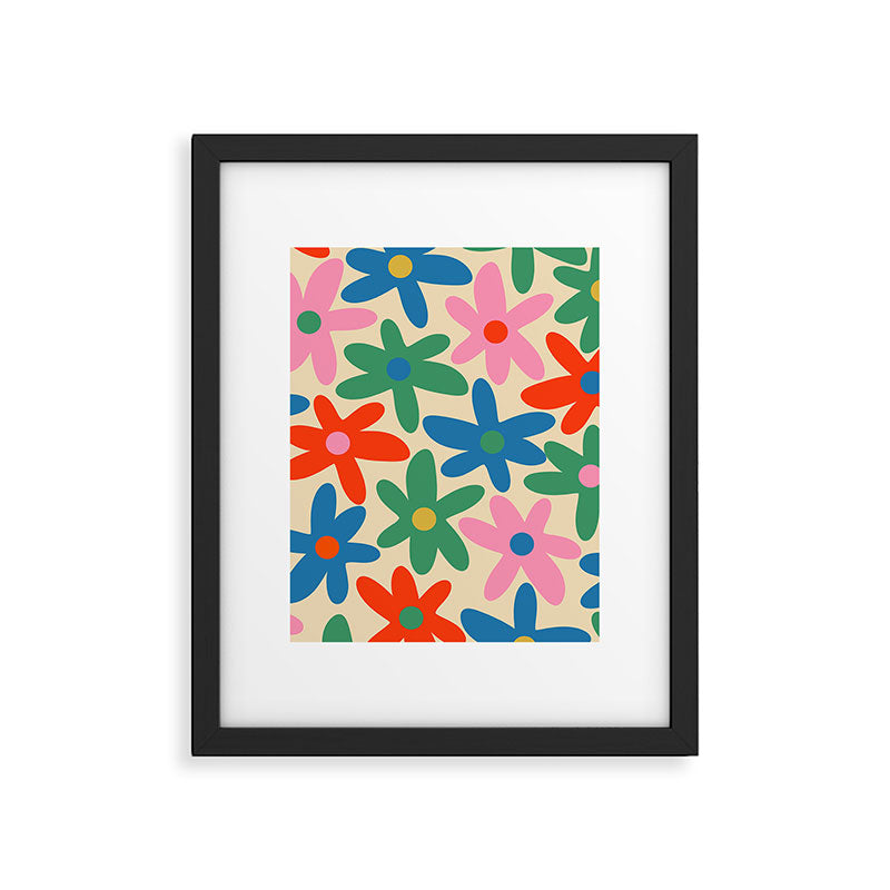 Daisy Time Colorful Retro Floral Pattern Framed Art Print Gallery Image 6