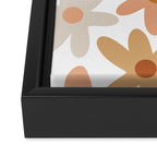 Daisy Time Floral Pattern Blush Ochre Putty on White Framed Canvas Print Gallery Image 3