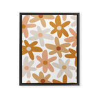 Daisy Time Floral Pattern Blush Ochre Putty on White Framed Canvas Print Gallery Image 8