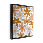 Daisy Time Floral Pattern Blush Ochre Putty on White Framed Canvas Print Gallery Image 2