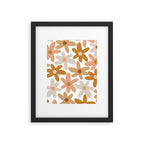 Daisy Time Floral Pattern Blush Ochre Putty on White Framed Art Print Gallery Image 6