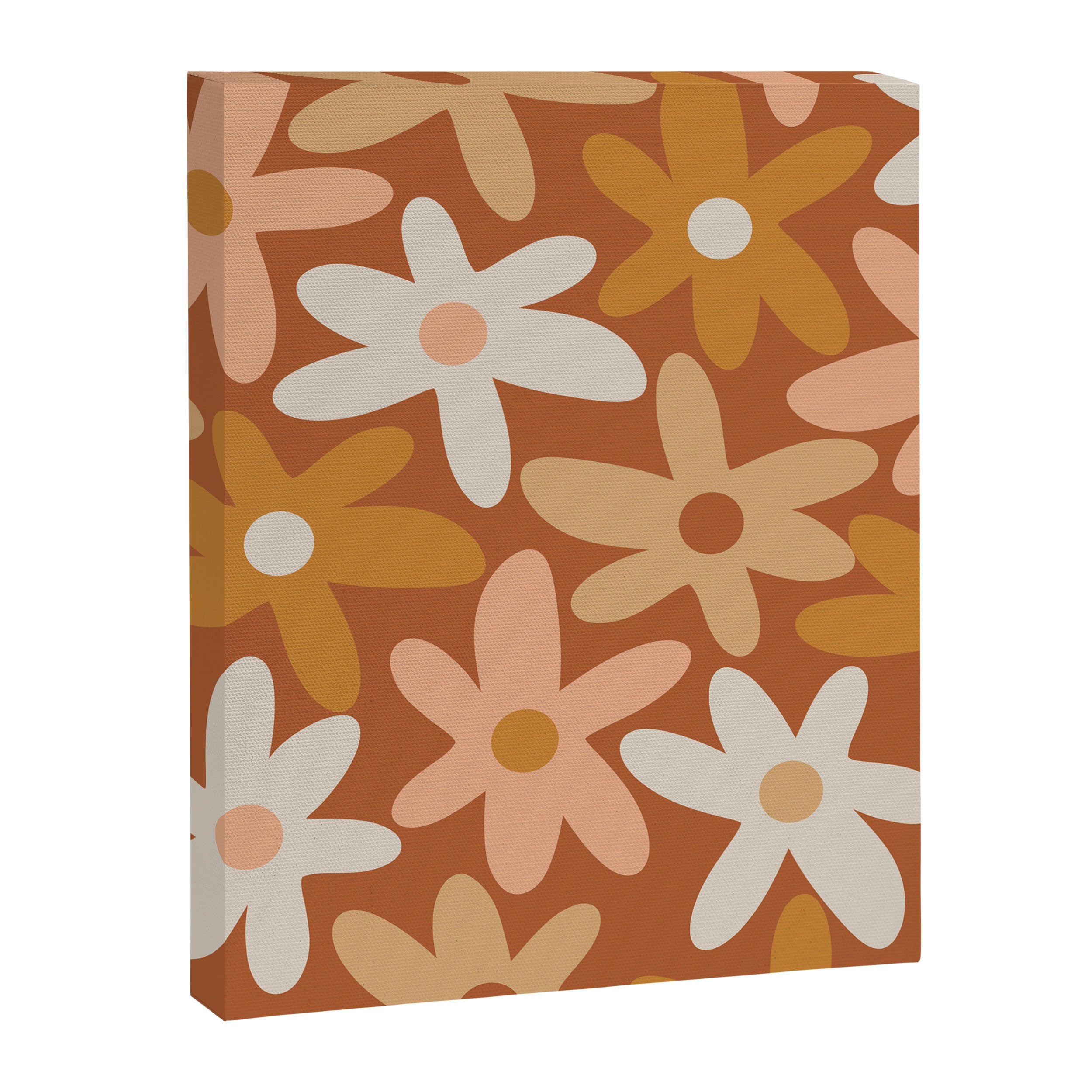 Daisy Time Floral Pattern Clay Blush Ochre Putty Earth Tones Canvas Print Gallery Image 8