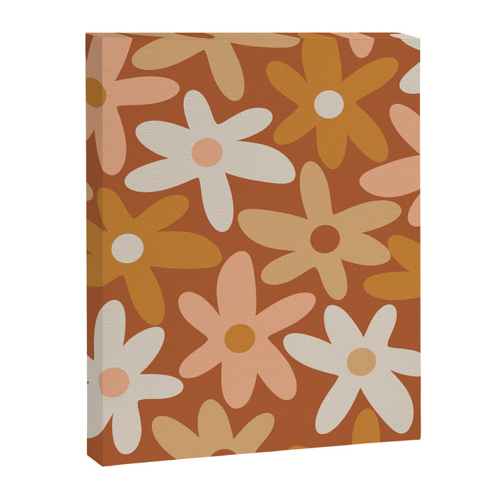 Daisy Time Floral Pattern Clay Blush Ochre Putty Earth Tones Canvas Print Gallery Image 1