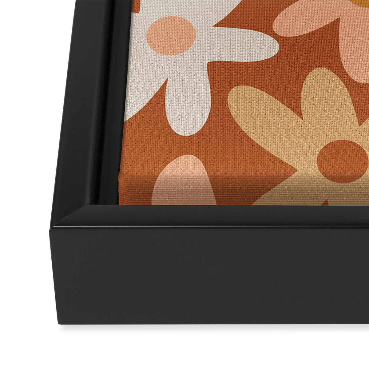 Daisy Time Floral Pattern Clay Blush Ochre Putty Earth Tones Framed Canvas Print Gallery Image 3