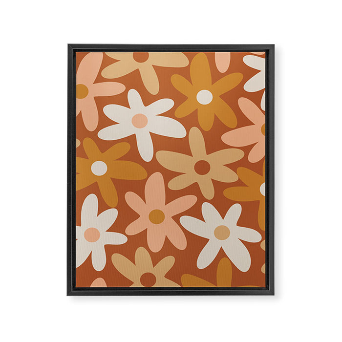 Daisy Time Floral Pattern Clay Blush Ochre Putty Earth Tones Framed Canvas Print Gallery Image 1
