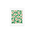 Daisy Time Floral Pattern in Christmas Holiday Red, Green, and Cream Art Print Gallery Image 1