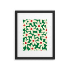 Daisy Time Floral Pattern in Christmas Holiday Red, Green, and Cream Framed Art Print Gallery Image 6