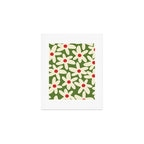 Daisy Time Floral Pattern in Christmas Holidays Red Green Cream Art Print Gallery Image 1