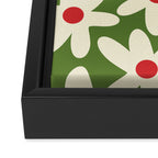 Daisy Time Floral Pattern in Christmas Holidays Red Green Cream Framed Canvas Print Gallery Image 3
