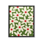 Daisy Time Floral Pattern in Christmas Holidays Red Green Cream Framed Canvas Print Gallery Image 8