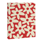 Daisy Time Floral Pattern in Retro Christmas Red and Cream Canvas Print Gallery Image 8
