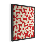 Daisy Time Floral Pattern in Retro Christmas Red and Cream Framed Canvas Print Gallery Image 2