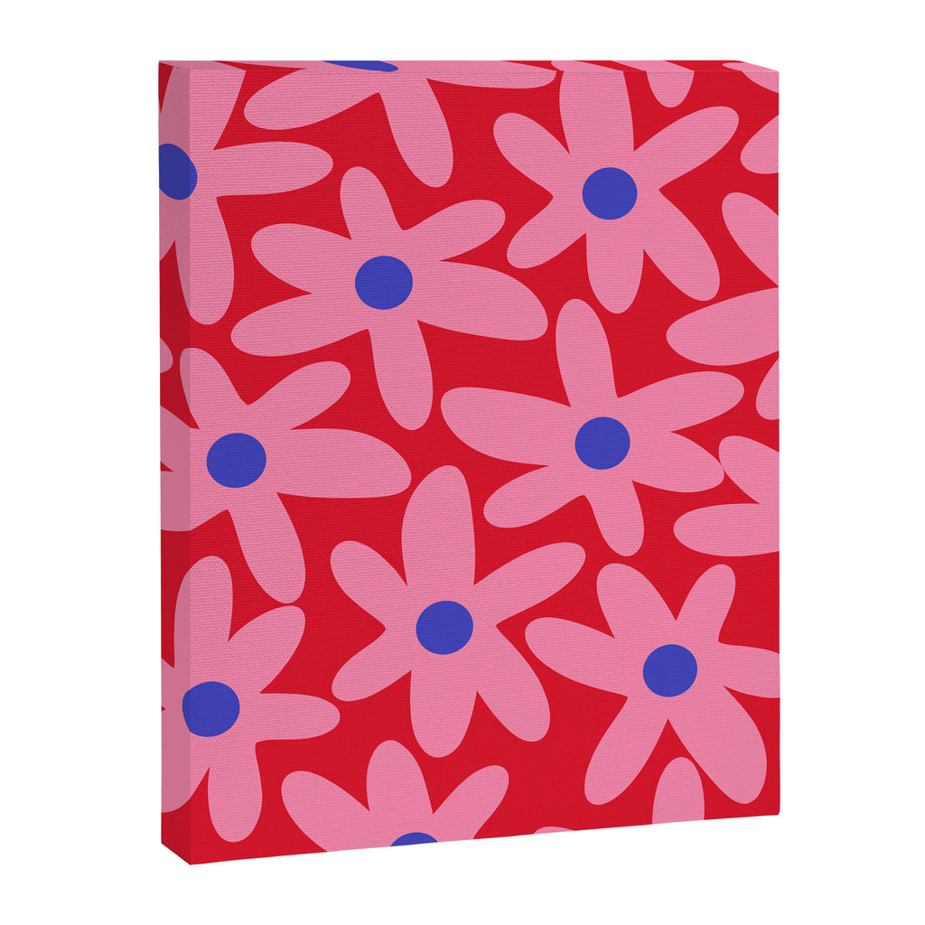 Daisy Time Floral Pattern Magenta Fuchsia Pink Blue Canvas Print Gallery Image 8